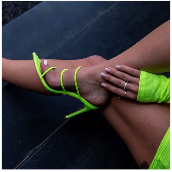 COPY - Women's Strappy Pointy Toe High Heel Sandal -Neon - Picture 4 of 10